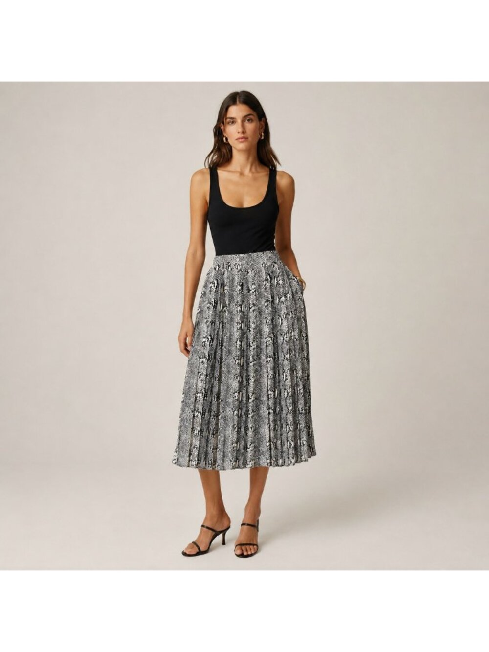 J.Crew Factory Snake Print Pleated Midi Skirt Size 14